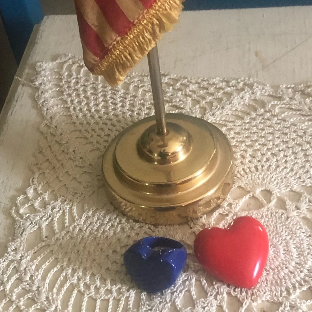 Vintage Lucite Blue Heart Ring & Red Heart Brooch